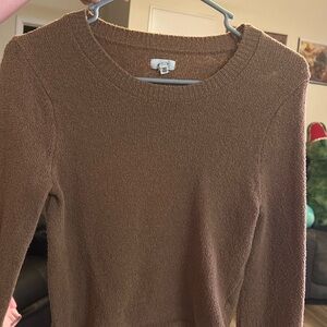 Long sleeve brown crop top